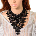 Black Lace Choker With Crystal Imitation Pearl Necklace